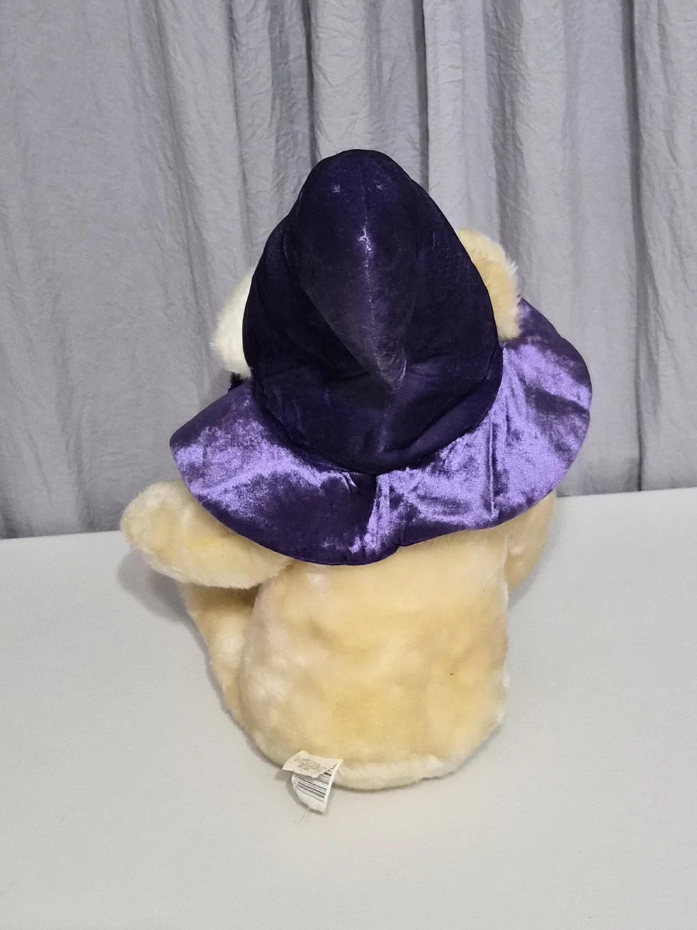 Vintage Plush Teddy Bear with Purple Wizard Hat - Soft Kids Toy